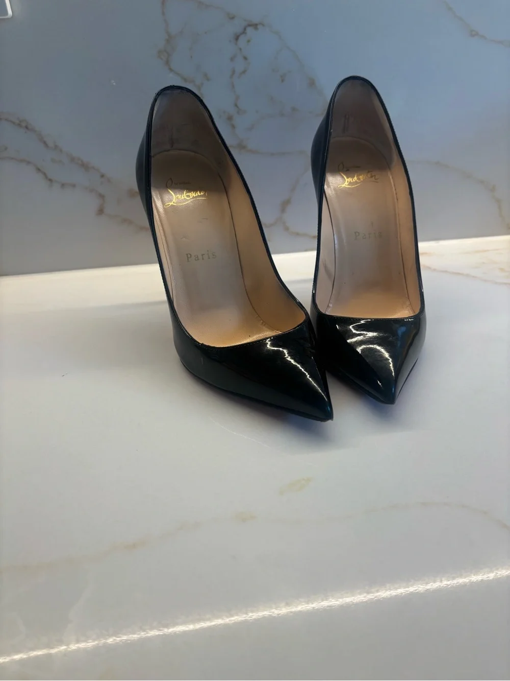 Christian Louboutin Black Patent - Pigale 100